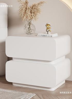 小奶油实木床头柜意式极简卧室收风纳柜简约代整装落现地XTI床边