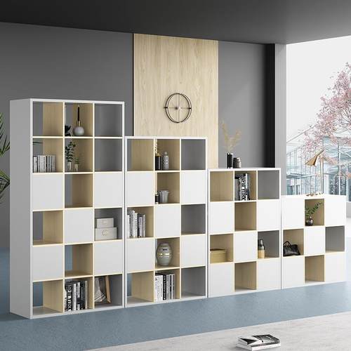 办公室隔EZB风断柜矮柜双面文件柜镂质空屏置花架简约书物架木格