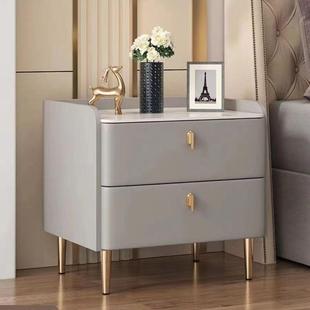 轻奢床头柜木全实室现代简约储收MLQ物小柜子床边岩板小型卧床头