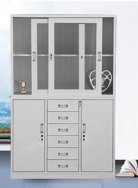 A10F7587S86L宽六抽办公铁中皮屉文件柜带锁资料档案柜子凭证分体