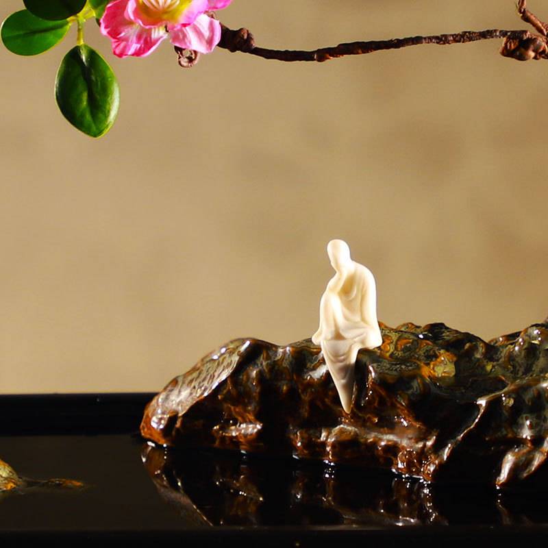 石头禅意流水器摆件假山喷泉盆景客厅办公室家居装饰陶瓷加湿器批