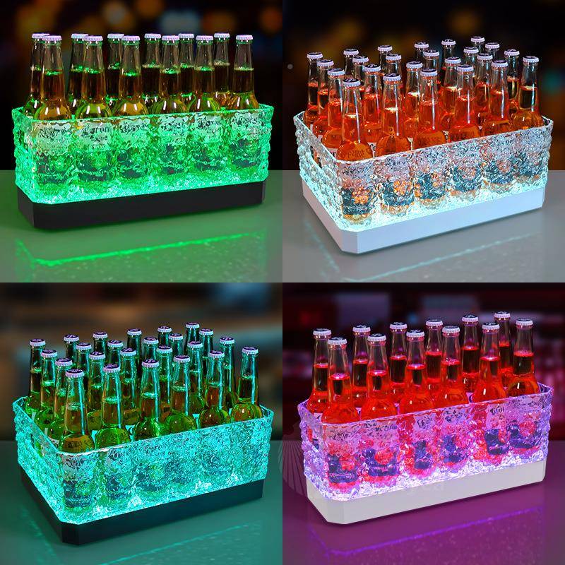 纹耐摔酒吧LED发光冰桶网红酒桶箱明香槟K冰TV12/24PNU支装透啤酒