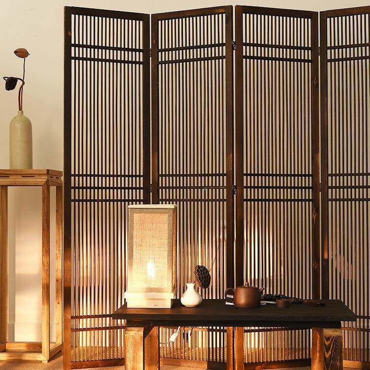 新中式实竹屏隔断木折叠风移动客厅室遮挡FS756212茶楼道卧具复古