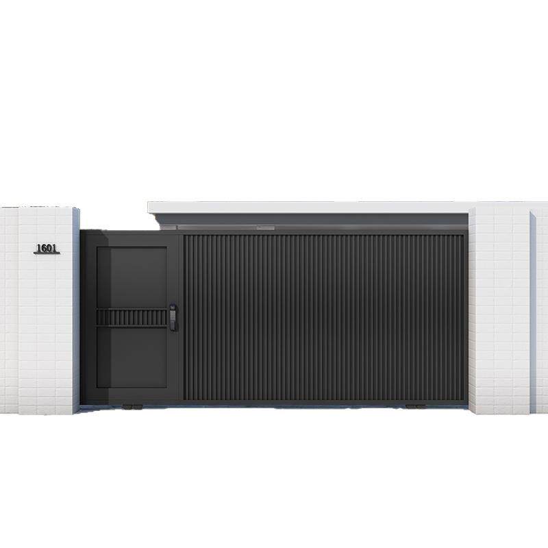 不锈钢庭院门金别墅入户421电动大家门农村用平移门铁铝艺百合叶