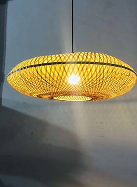 餐田园厅民宿卧室阳12554pok台式灯笼榻榻米灯性个日竹子编织装饰