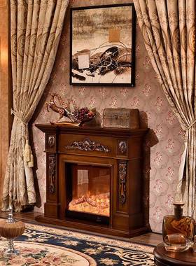 简约壁电热取暖壁炉雕花实木仿真火装装饰炉柜IWS火仿真焰饰壁炉