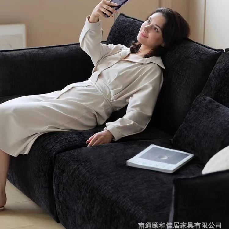 美式古丝绒沙发复尼拉尔布艺法式轻奢客318-1厅小户型实雪木扣沙