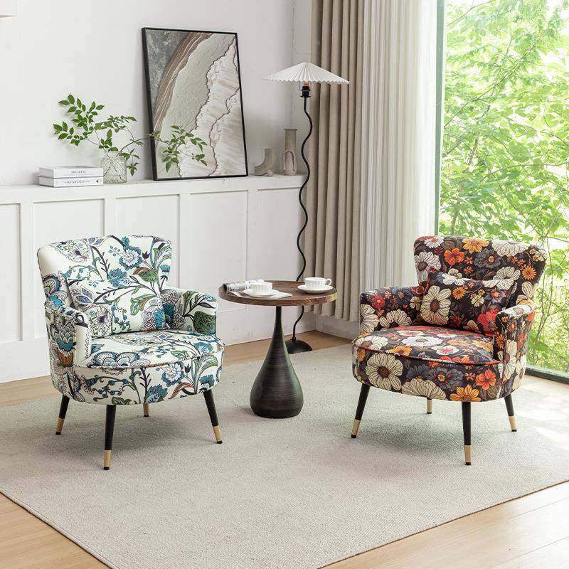 轻奢沙发布艺单人虎美老式复椅古客厅阳台休闲凳828椅子卧室围椅