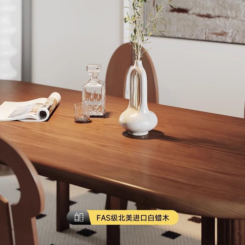 中古风实木餐桌椭圆形法式复胡木色桃一桌四椅家客厅用饭xy-75668
