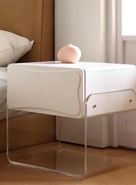 网亚克床头柜红轻奢代简约迷你极WSO简卧室力小型悬浮床边柜收纳
