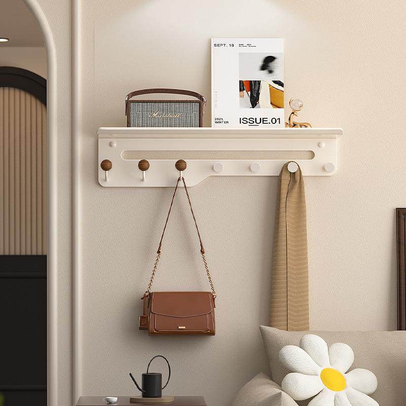 奶油风客厅墙室上免打孔挂置物架HNA美拉德挂架卧钩墙壁整理衣收