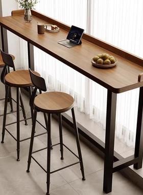 阳台家用吧桌简台约实木靠窗长高脚长低桌子条高80862脚桌椅靠墙