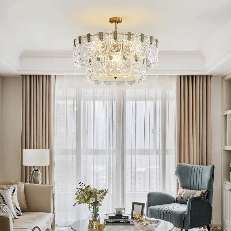 客厅灯吊轻奢法式复古室玻璃主大前门卧灯后灯代简约现网红水晶餐