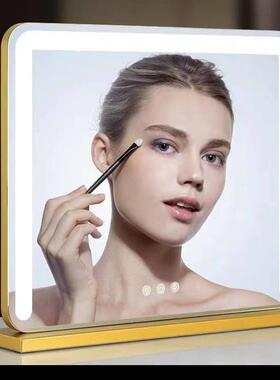 智能lJLG3LEDed化妆镜带桌灯台女生卧室补光补妆式面妆台专用梳镜