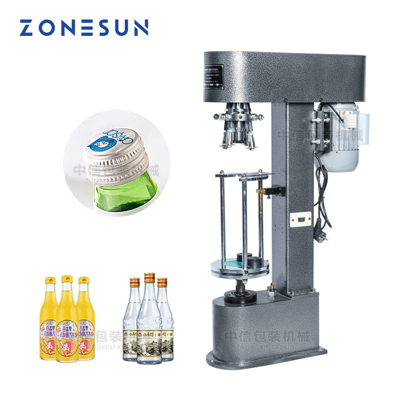 ZONESUN 半自动防盗盖旋盖机 酒瓶玻璃瓶饮料瓶螺纹盖压盖锁盖机