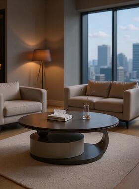 岩板轻奢茶储几现代简家用物意式厅茶几设计师椭圆形极客茶几桌新