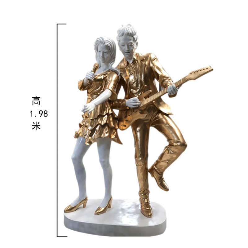人物雕塑大型玻璃钢仿铜现代人物雕塑劲歌热舞 景观小品雕塑摆件