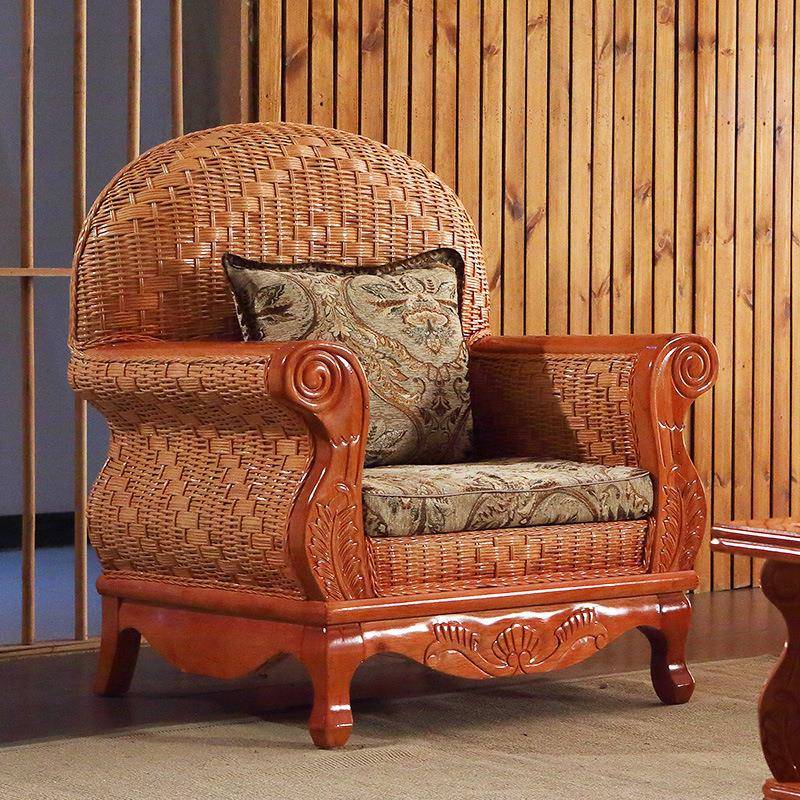 真沙茶发藤木藤沙LSS发椅五件套客厅藤编藤制沙发几组合藤藤条沙