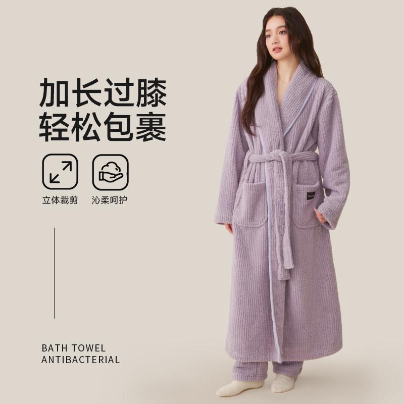 暖优79袍女6秋可穿非纯棉吸水速干睡袍浴浴冬衣洗澡加厚202新款