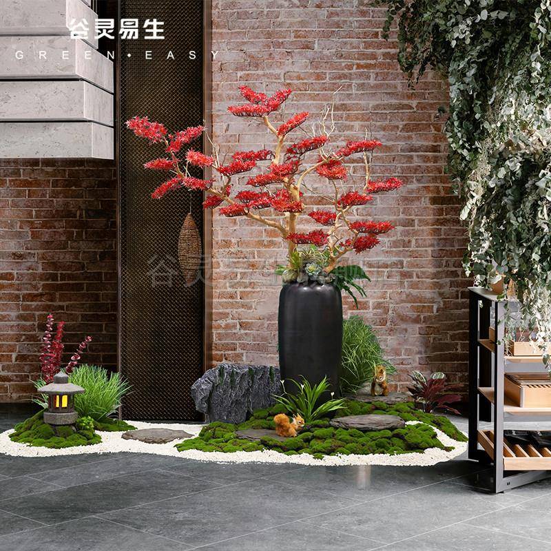 仿真红枫摆树大型盆景室内橱楼梯13591014转角装饰件陈绿植橱窗窗