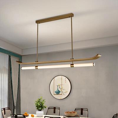 新中式茶室灯38200中国风别墅餐厅吧简台一字长房条灯轻吊奢约书