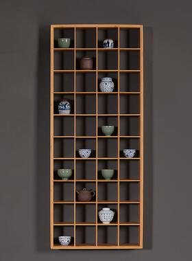 博古架挂竹F765S5MJ制多墙宝阁墙茶上物架壶茶具收纳格子架玄关置
