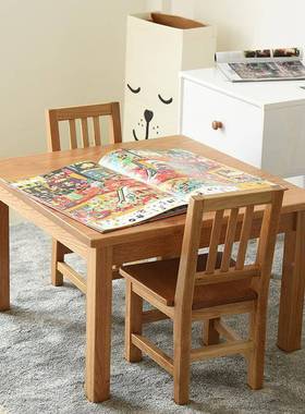 A0L儿童实木小方桌小椅子橡木-榉木中小学餐手工桌1桌生椅桌三