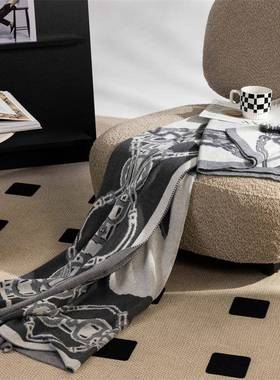 现轻FRQ奢马头针行织代毯客厅沙发毯休闲毯办公午睡室毯旅毯沃格