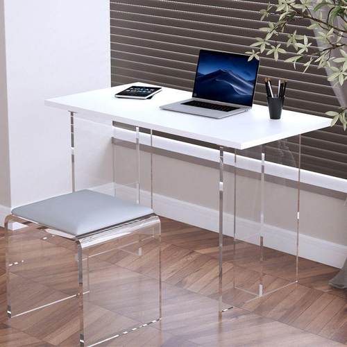 亚克力有机卧璃悬浮书PYV桌电脑办家用室长条玻学习化公妆桌写字