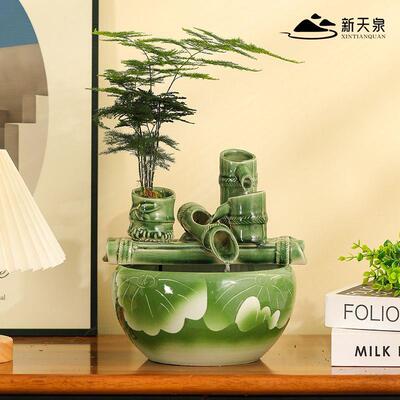 陶瓷流水MTI件水环鱼缸饰小型家用摆客厅电视柜桌面装家居喷循泉