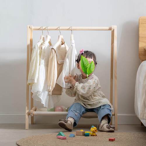 衣架落童衣帽架宝宝实木挂架GIJ卧室衣衣服架幼儿儿衣物收纳地置