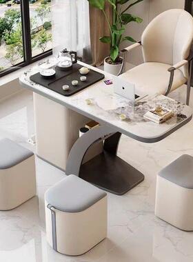 阳台桌椅茶组合新款小型高端板53458烧水壶一体岩嵌入式用家小茶