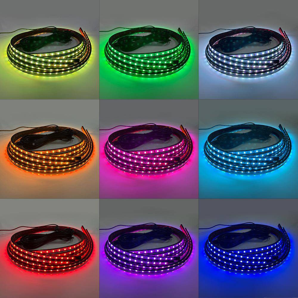 OKE底YQJNE汽车七彩声控底盘灯改装PAP款RGB一拖四LED灯条车氛围