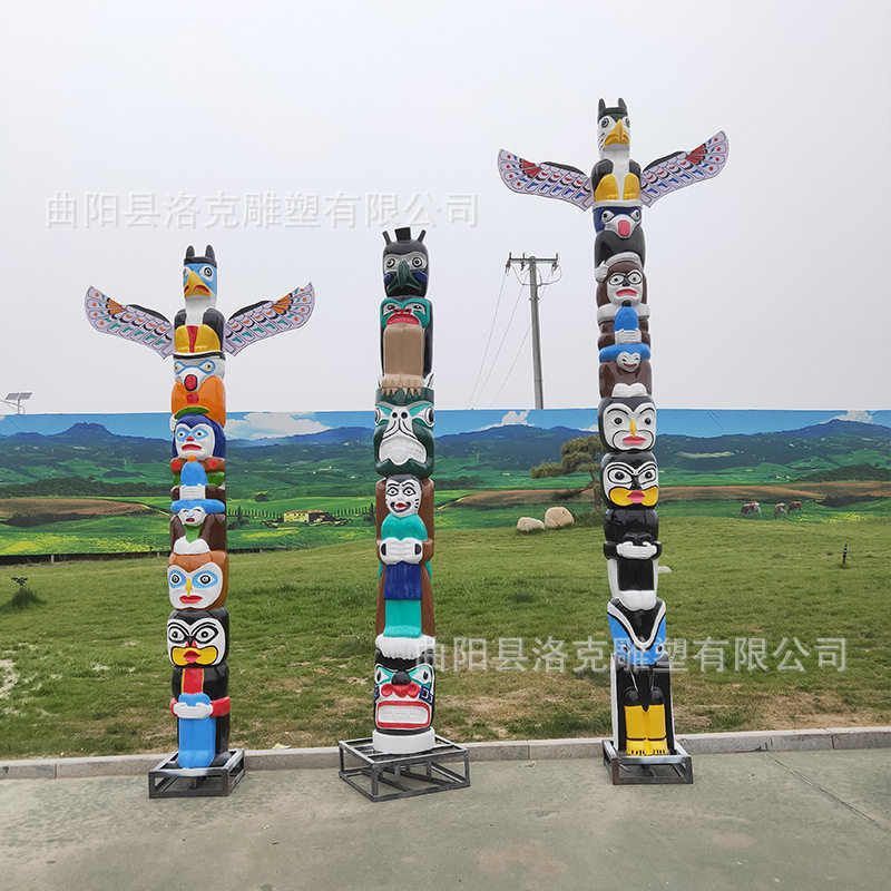 玻璃钢印第安风格雕塑户外图腾立柱大型玻璃钢雕塑广场装饰景摆件 - 实物图