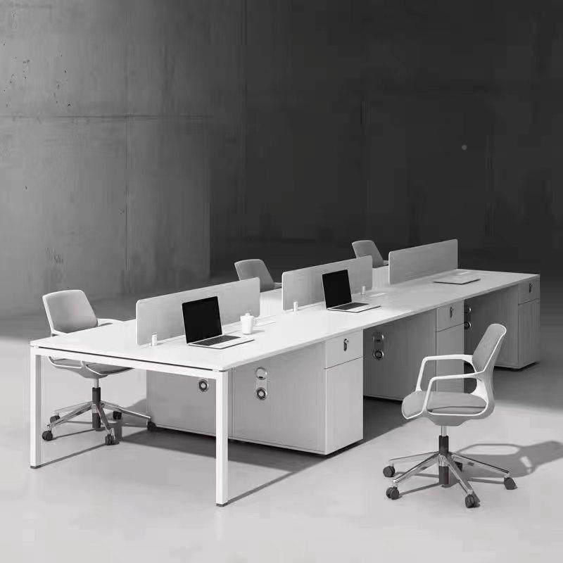 成4191都员职办公桌组合简约白色2/4/6椅人员位屏风工位工卡位电