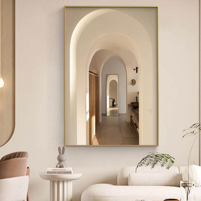 回廊客现代简约厅装饰沙发背大幅画景落地画酒店民QX202210宿抽象