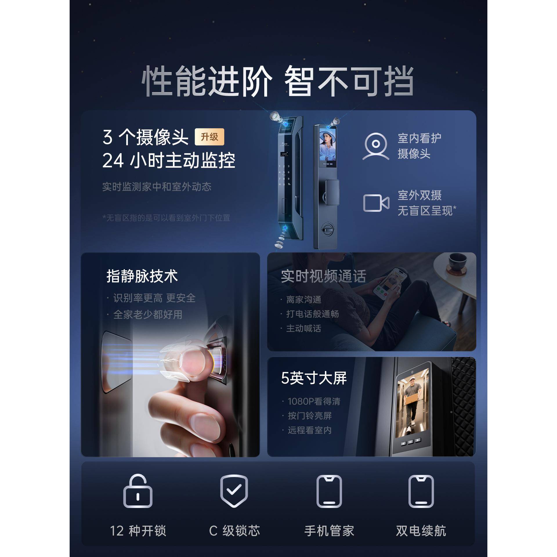 爵象全密自动指纹能锁家用防识盗门人APN脸别智门锁入户门电子锁