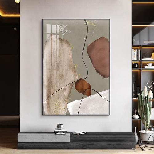 奢石来运简约客转厅饰画轻抽象落装地画玄关挂TBH画过道厂家壁画