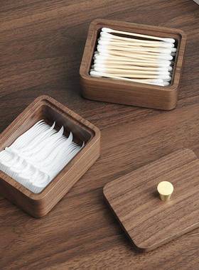 家签实木牙线牙盒签BPX收纳盒日式桌面防尘高档创意牙签筒用轻棉