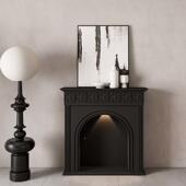 法奶油雕花炉架民宿玄关复MZF古欧式 装 约美式 客厅网壁红简仿真式