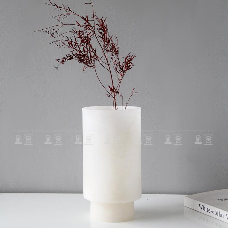 现代端新中式高创意天然云石花器摆件样板间关售部酒楼店大厅FSF5