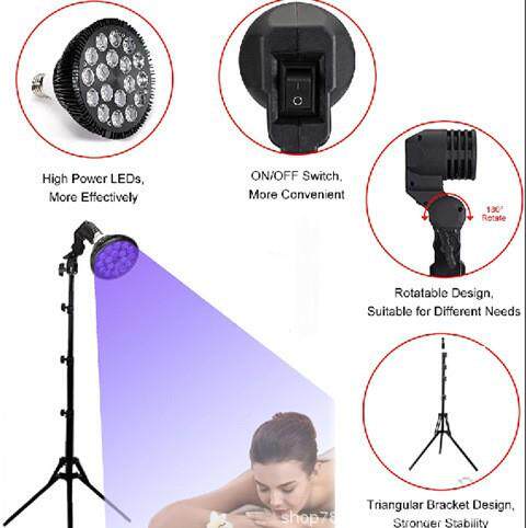 n三脚落地折IHG叠支架54W美黑灯PAR3灯带8蓝光紫光灯E27灯座晒黑4