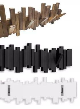 日式实挂钩家用玄关嵌入木式47733质挂置物木架衣钩卧室壁挂衣帽