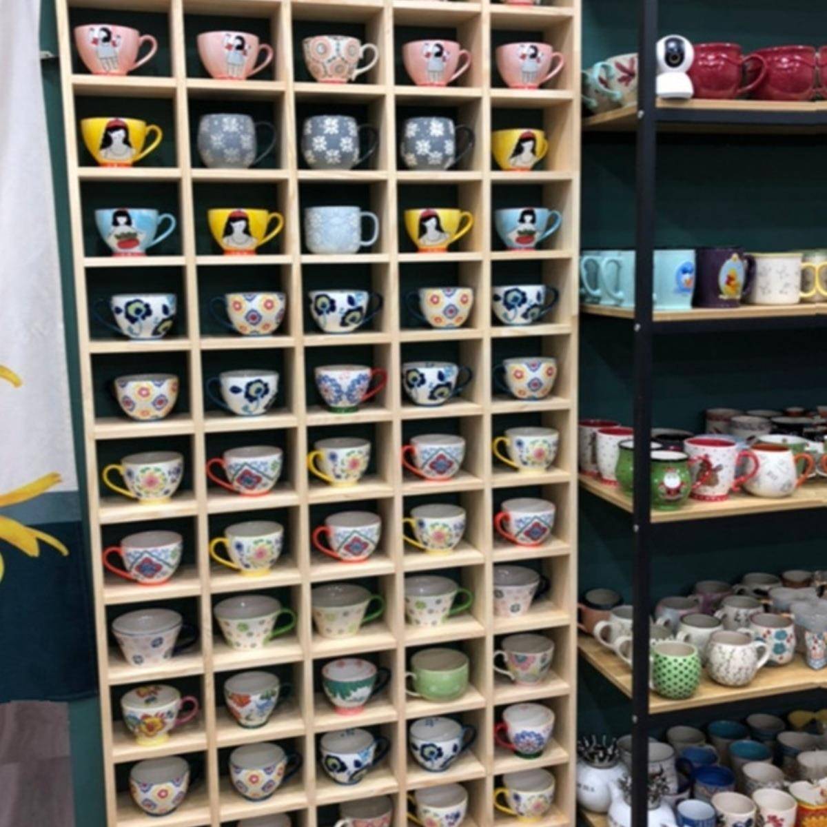 定架制实木格子架上置物壁挂收纳茶壶展示架墙F9556975小饰品创意