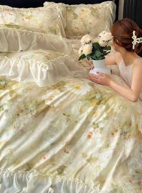 蕾丝花主14137边公风四件套刺绣款柔软被罩宿四件床单床笠款舍三