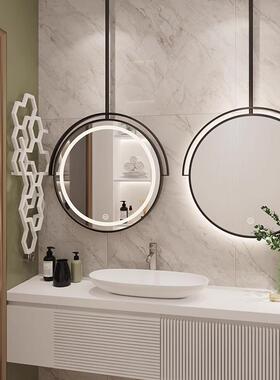 K8约浴间室镜吊镜酒店民宿理发简店生F77687JJ智能悬空镜圆卫形发