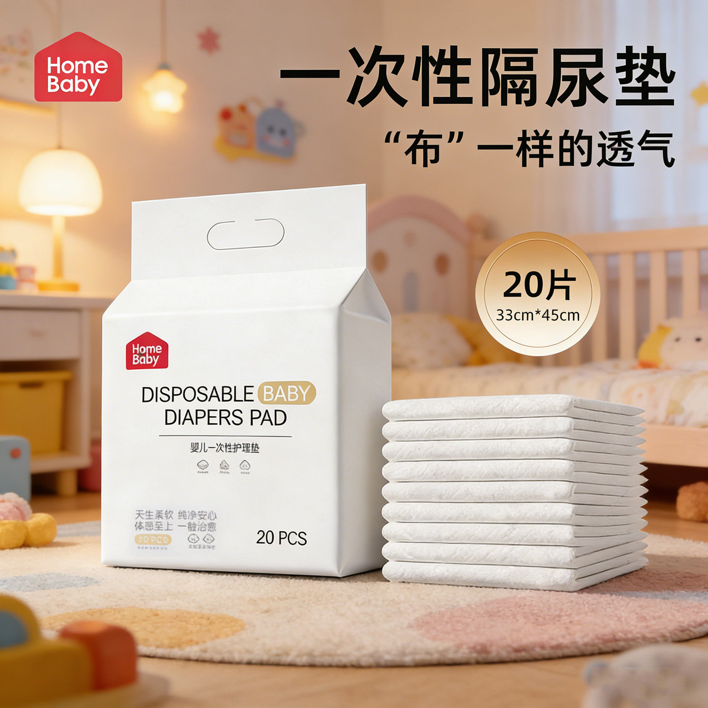 U先试用家得宝隔尿垫秋冬婴儿一次性防水新生宝宝透气护理垫用品