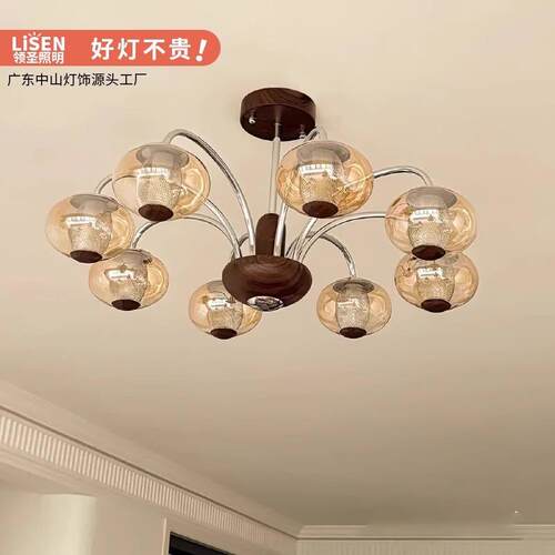 法式中古厅吊灯vintag复古客餐厅桃木色书房e卧室设计师房胡DSHLX