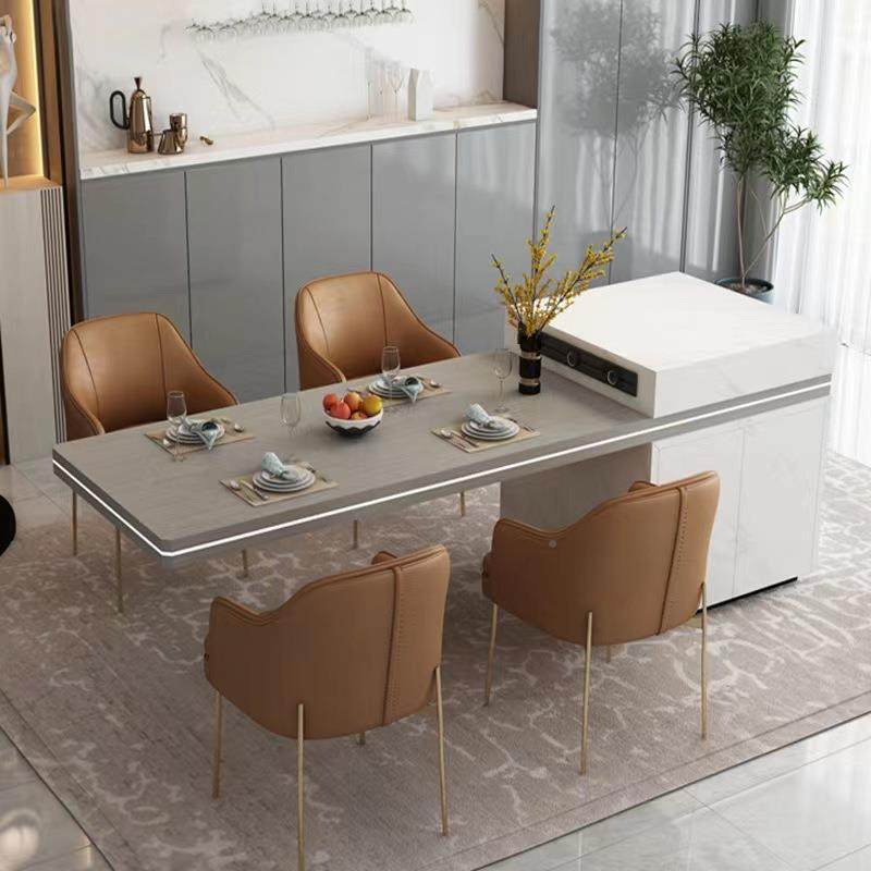 岛岩板无品牌/悬餐空中一岛台桌体悬浮感开放式厨房台吧台