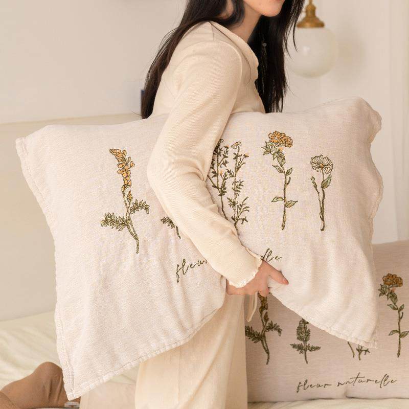 花束枕巾纯棉布一纱对装家用柔软头毛巾小清新吸汗透防LWB气头枕,床上用品,枕巾,淘宝优惠券,粉丝福利购,淘宝优惠卷